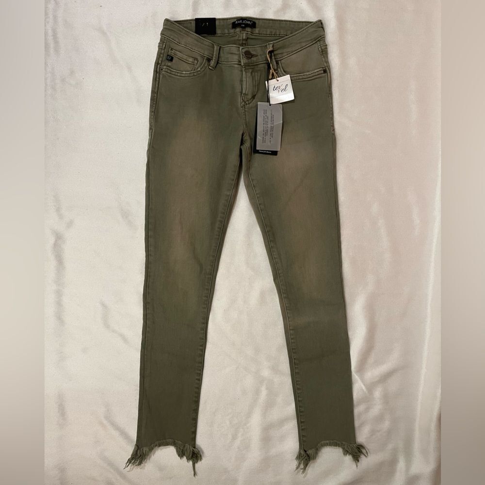 Dear John Stretch skinny mid-rise jeans, raw edge, size 25, NWT color is Mortar‎
